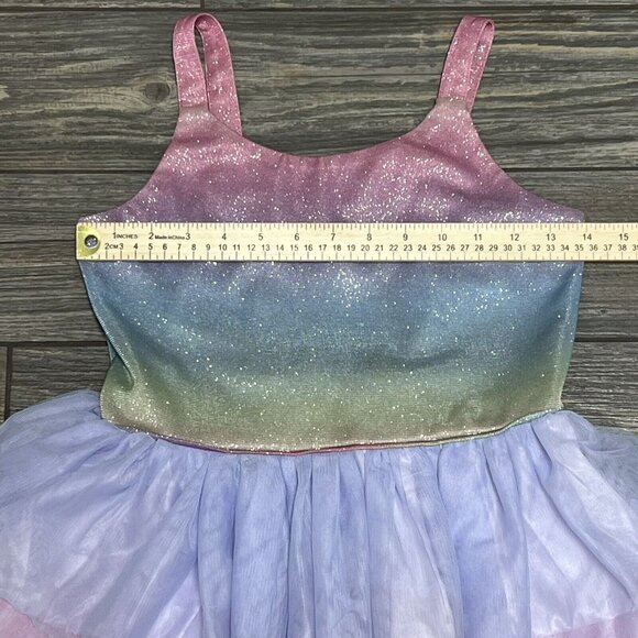 Zunie Girl’s Dress Size 10/12 Pink Ombre Sparkle Glitter Sleeveless Tiered M L - Picture 6 of 10
